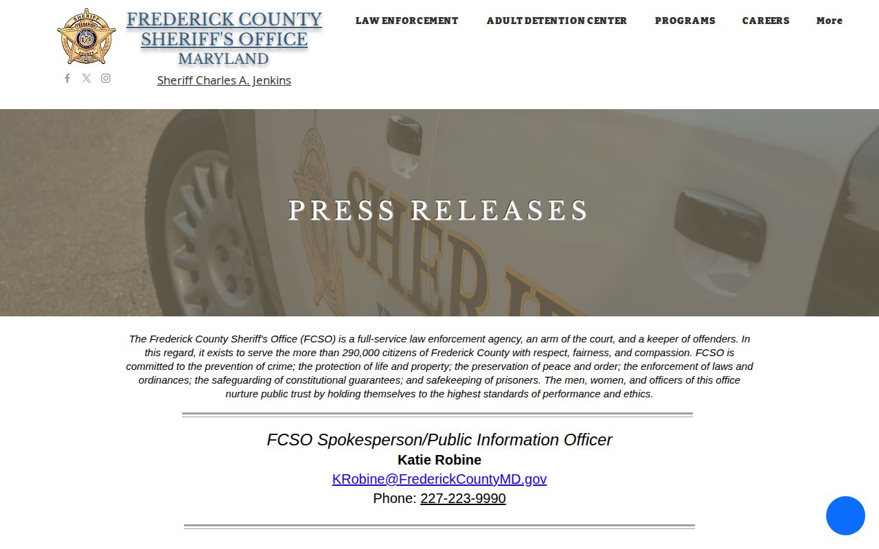 Frederick County Sheriff's Office recent arrest news archive