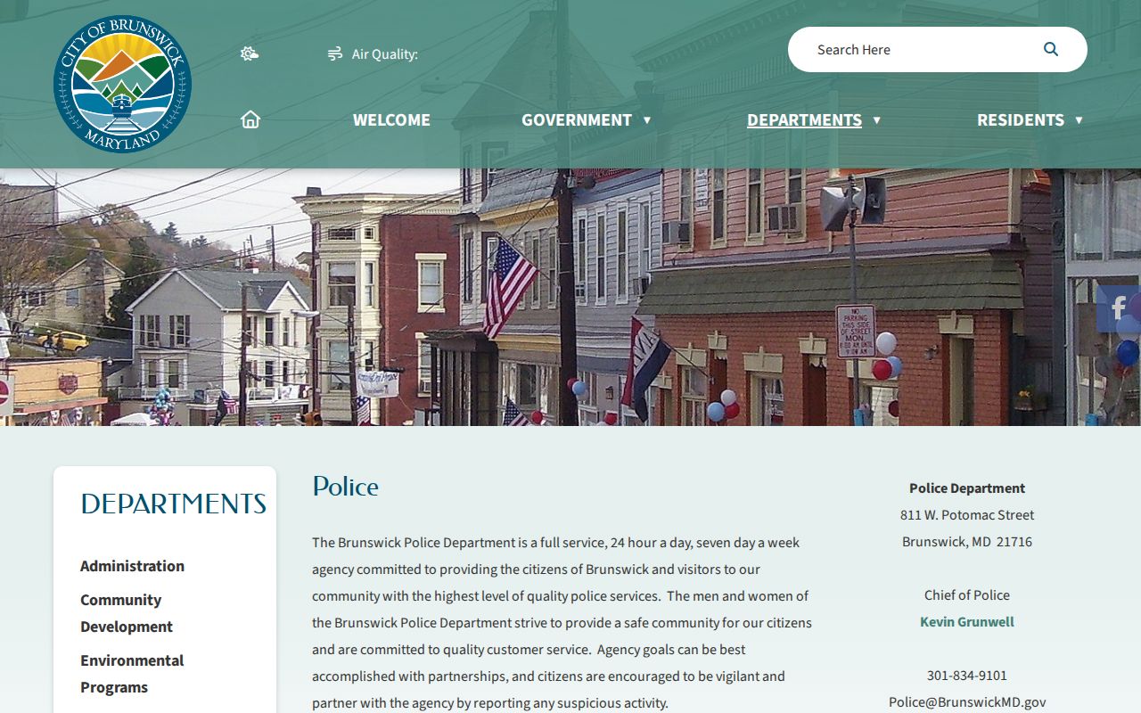 Official Brunswick Police Department web page