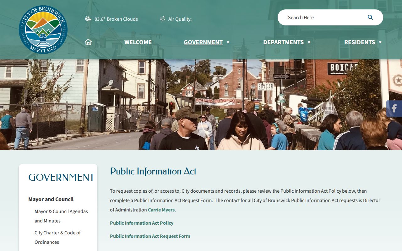 City of Brunswick Public Information Act request page